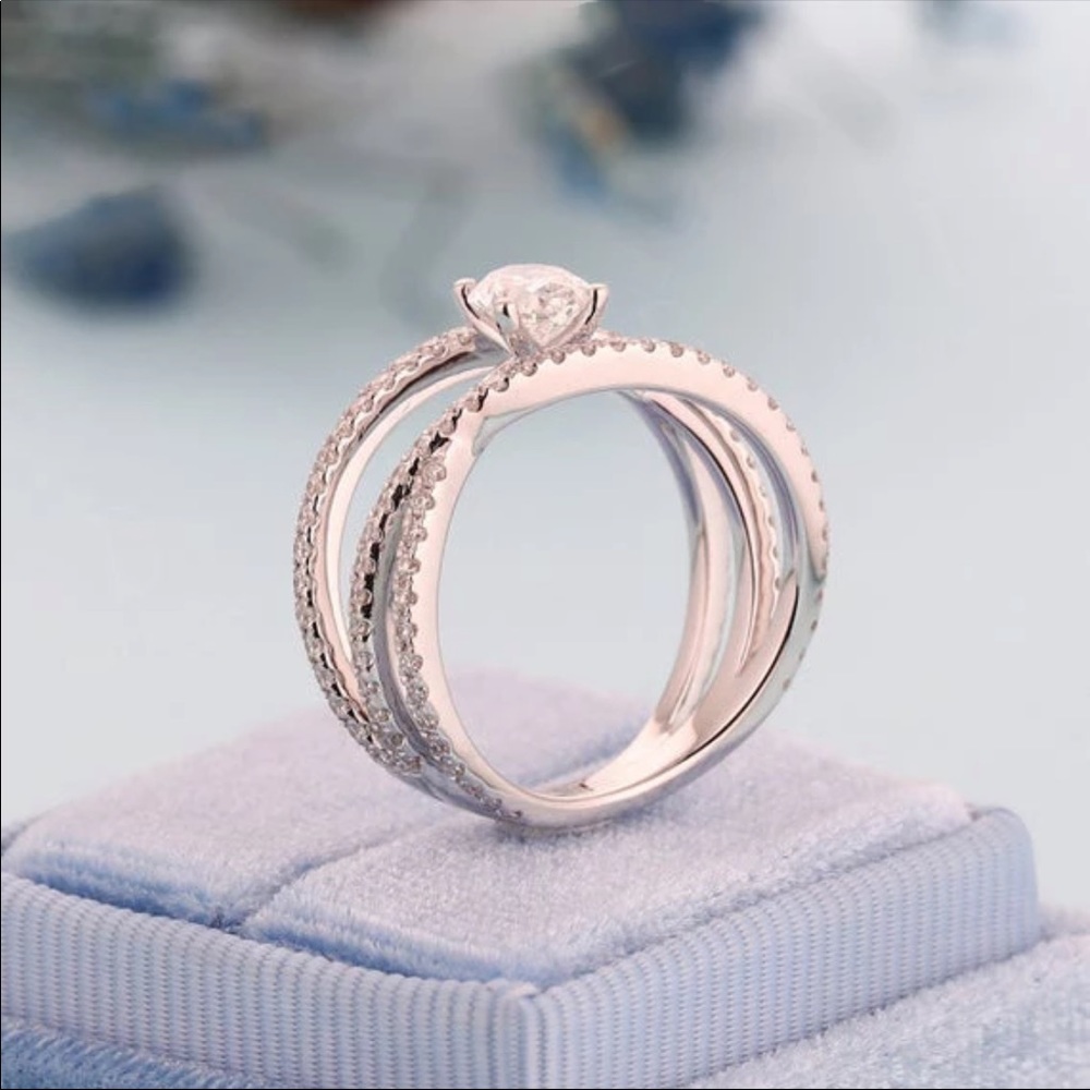 New Oval Cut 925 Multilayer Diamond Women’s Ring - Picture 4 of 6
